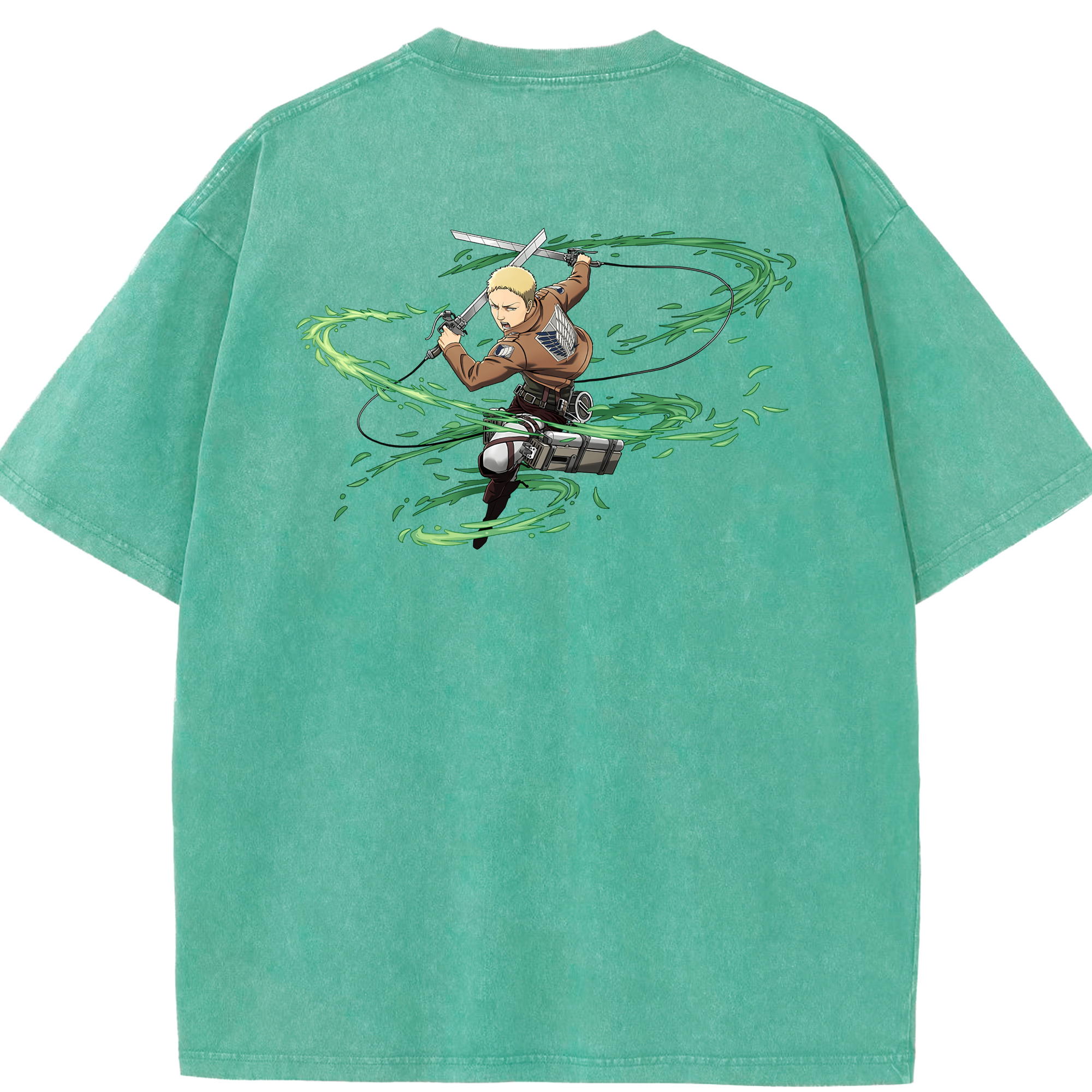 （画像用） 進撃の巨人 ライナー・ブラウン Attack on Titan Reiner Braun 綿100% ヴィンテージ風 半袖Tシャツ（背面プリント）